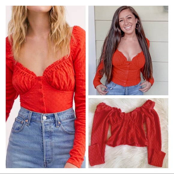 FREE PEOPLE BOHO V-NECK BUTTON DOWN BLOUSE TOP A2C - Picture 12 of 16